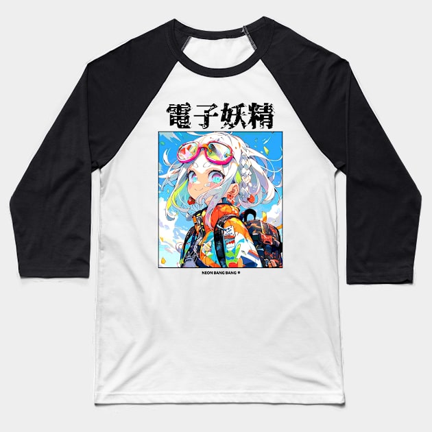 Pastel Kawaii Stylish Anime Girl Manga Aesthetic Streetwear Baseball T-Shirt by Neon Bang Bang